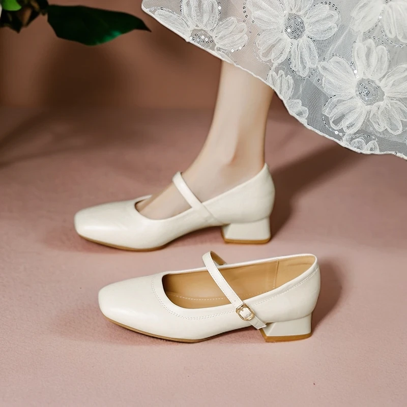 【升级版】真皮法式复古百搭温柔粗跟软皮黑色皮鞋晚晚鞋不累脚单鞋