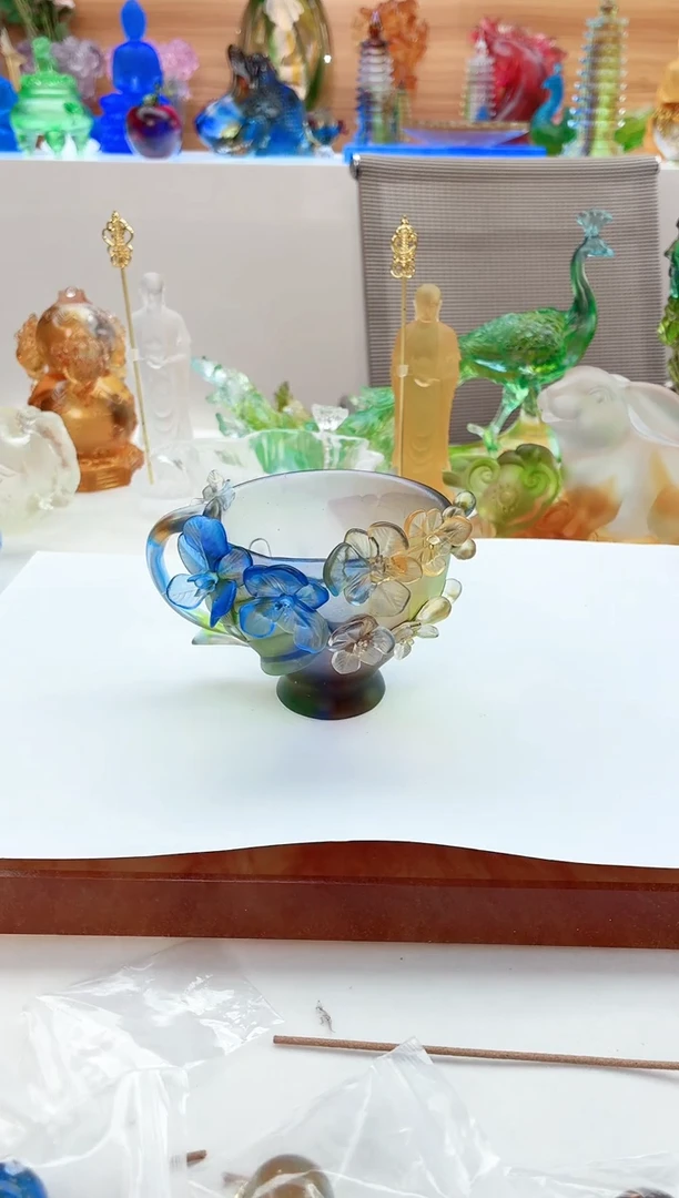 手工艺品琉璃彩色兰花咖啡杯