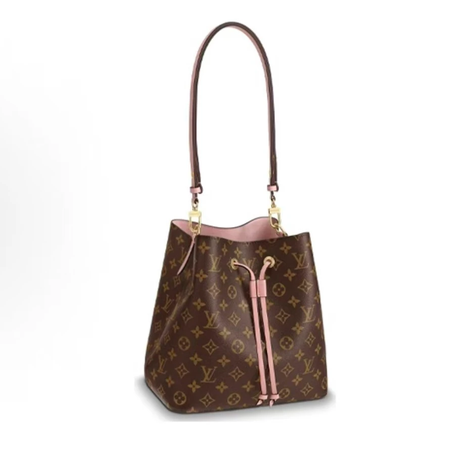 99新 LouisVuitton/路易威登 老花粉色水桶芯片款/单肩包九月专属