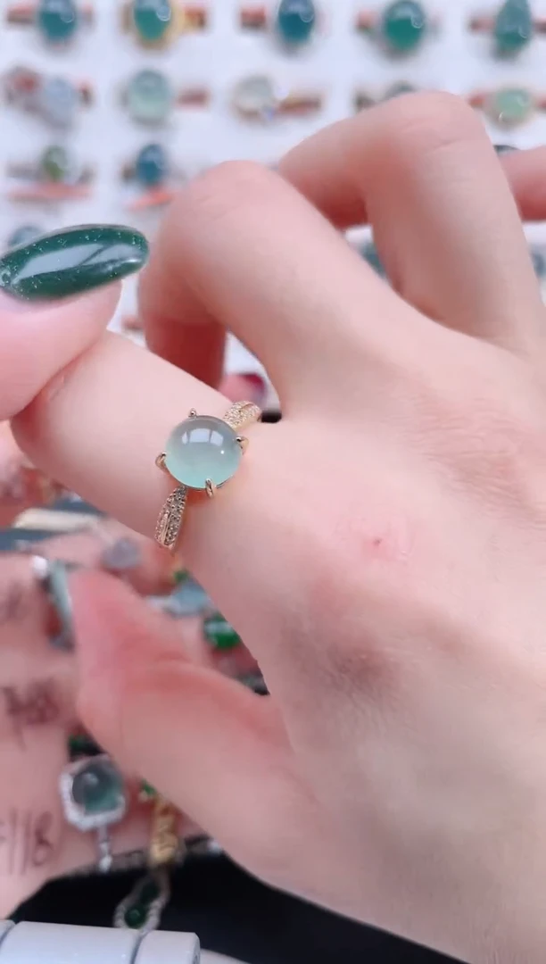 银S925镶嵌戒指翡翠天然翡翠