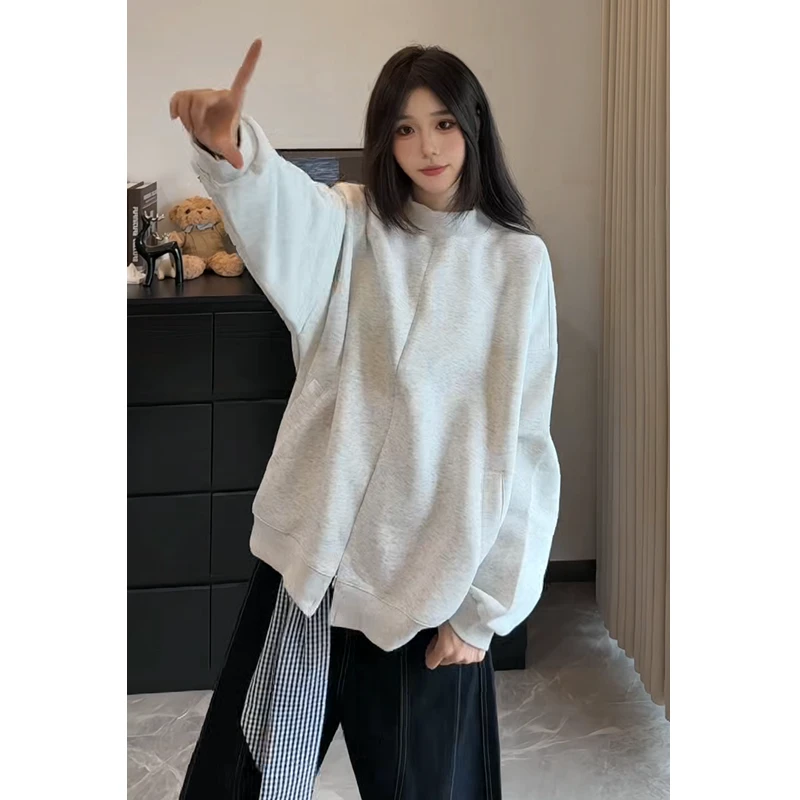 匡虎美式半高领卫衣男秋季琥珀流光情侣拉链外套宽松百搭休闲上衣