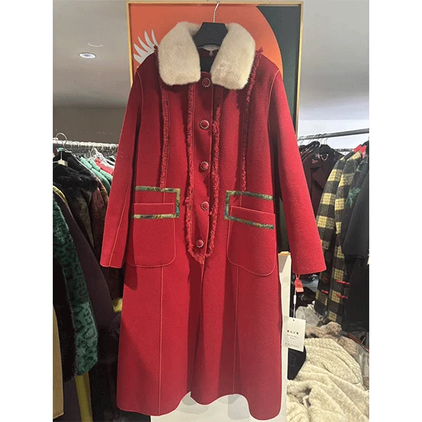 72288 时尚潮流新款绿色大衣外套