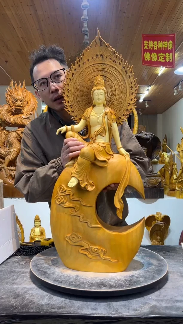 香樟木水月观音高80