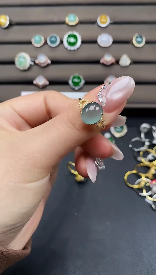 银S925镶嵌戒指翡翠111