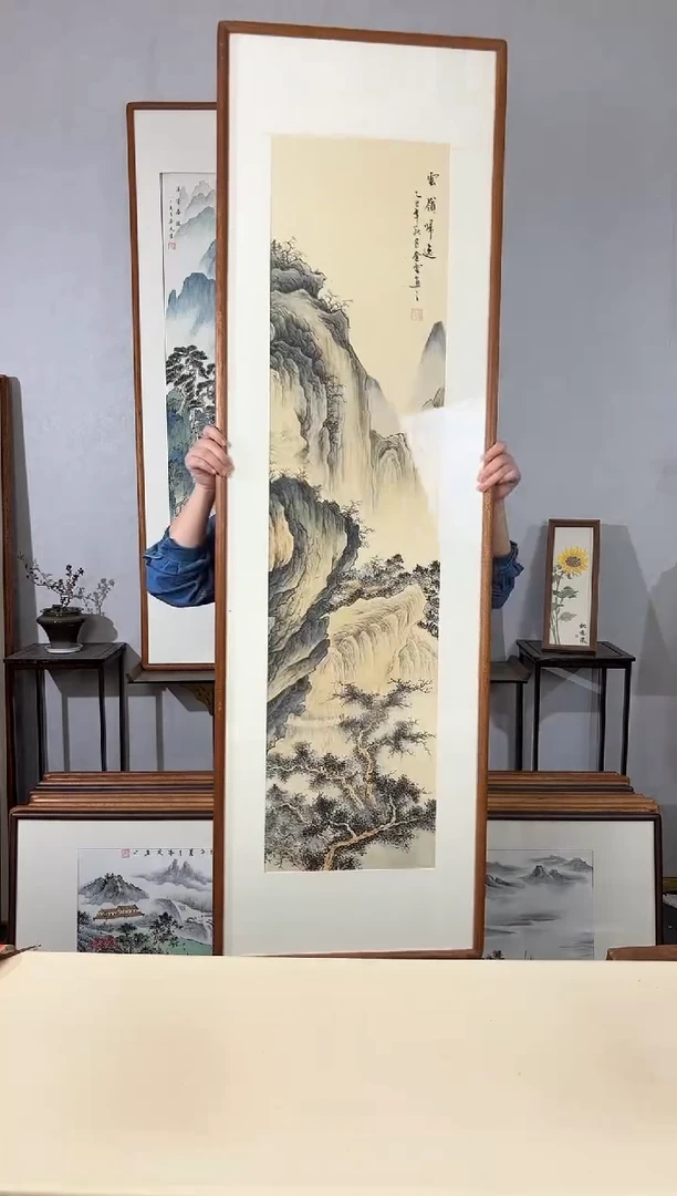 国画手绘*云岭归逸*52*172cm带框发货