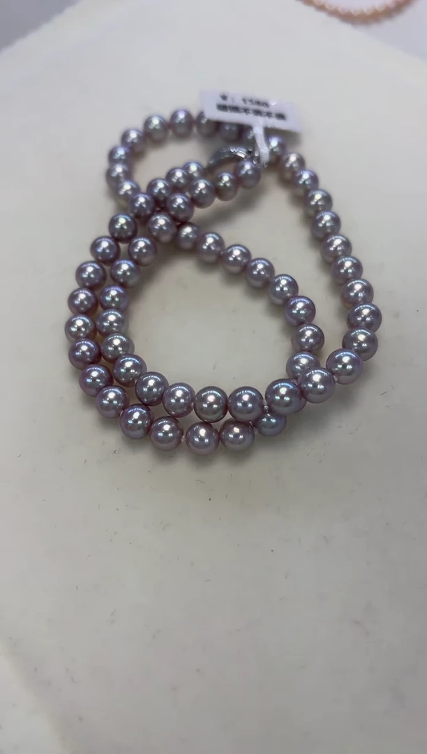 淡水珍珠银S925镶嵌颈饰6.5-7mm无核彩珠项链