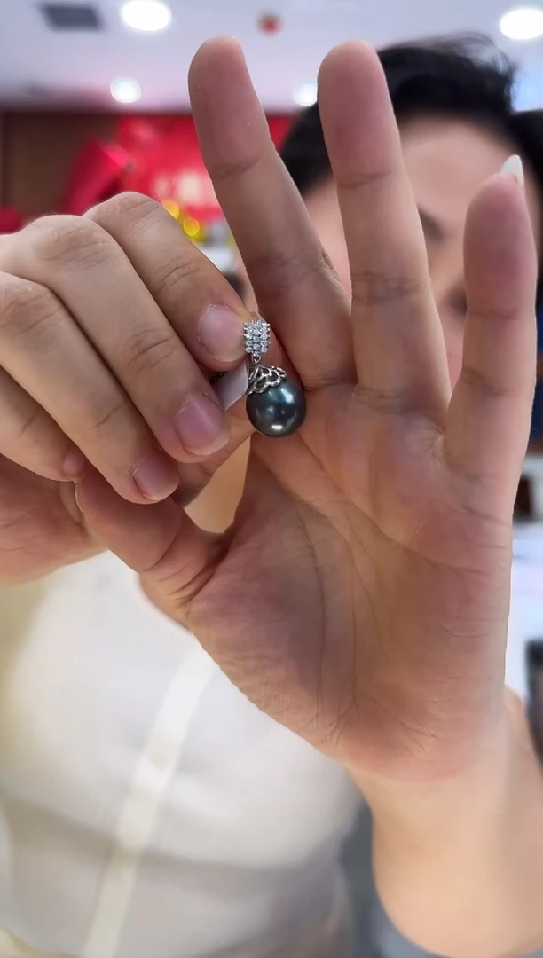 银S925镶嵌海水珍珠NN12-13大溪地吊坠@@p0892