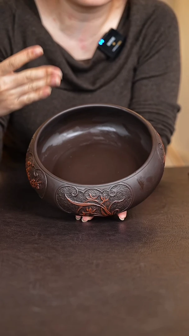 梅兰竹菊四君子紫砂茶洗