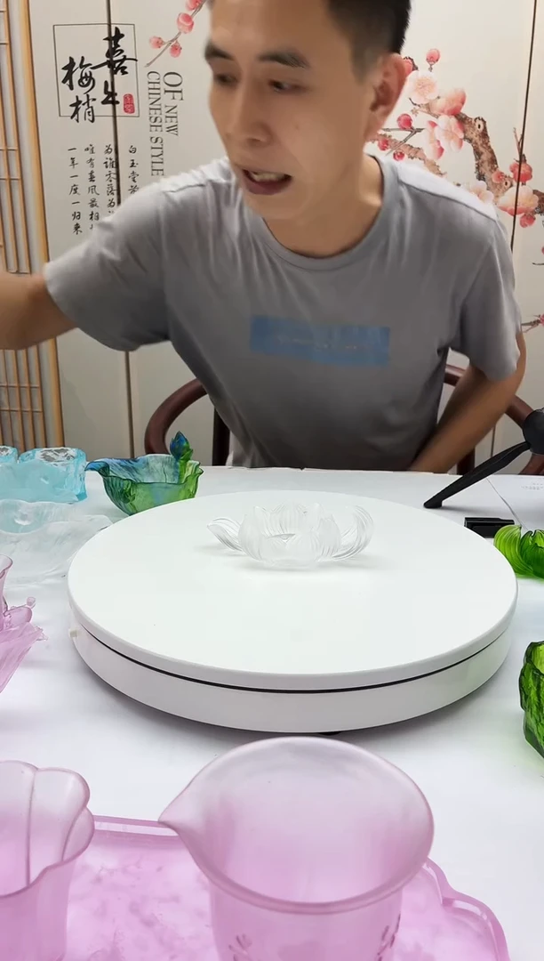 琉璃白色花开见佛底座13公分