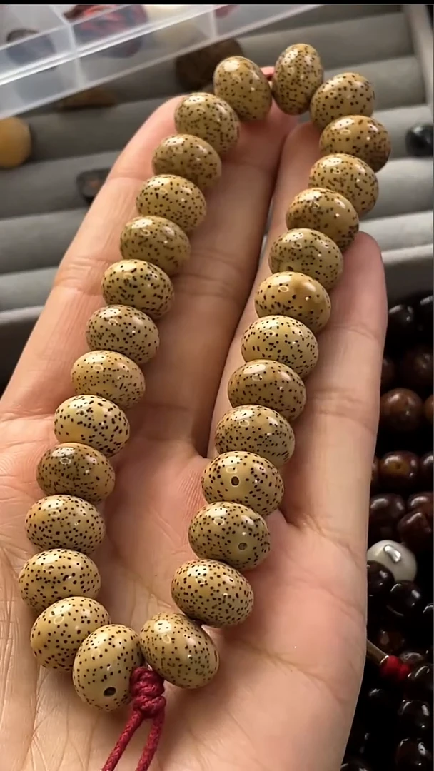 手串星月菩提精工级粉皮陈籽算盘13*9手持