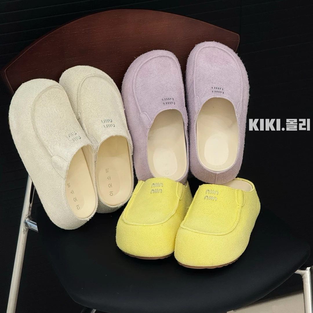 休闲百搭长绒毛包头拖2025春夏新款拖鞋女外穿勃肯鞋一脚蹬懒人鞋
