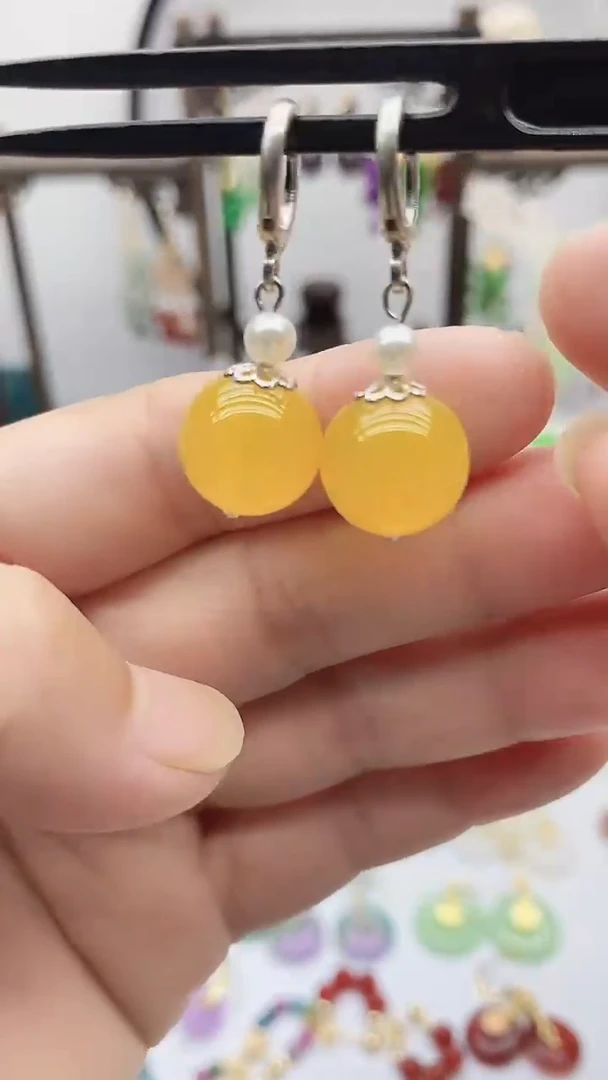 银S925镶嵌耳饰玛瑙/玉髓42