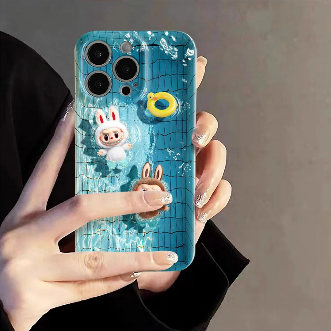 GGBond游泳拉布布适用苹果16/15pro菲林手机壳华为vivo小米14oppo