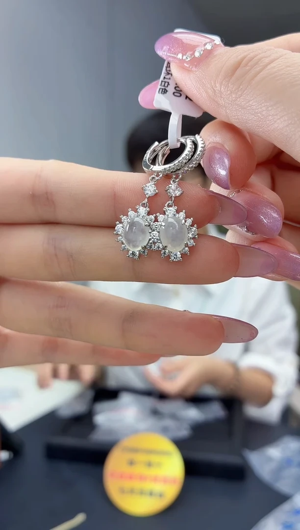 银S925镶嵌翡翠耳饰11111111111