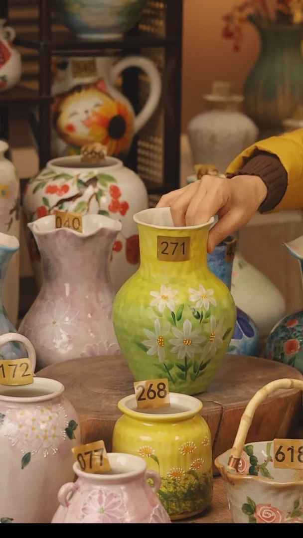 陶瓷景德镇设计师手作花器摆件侘寂风@M271@