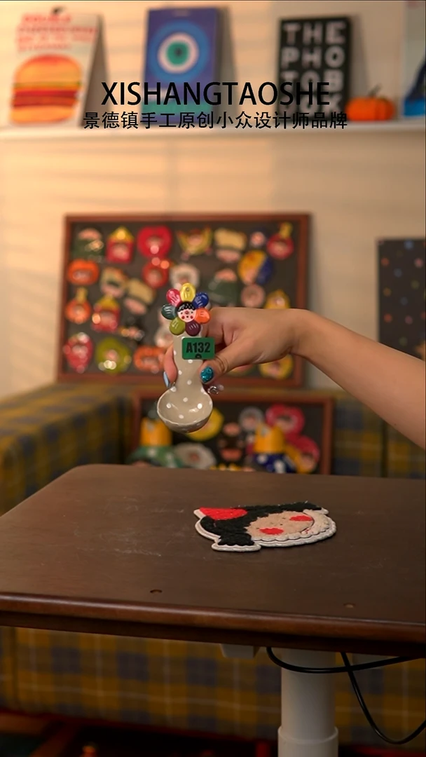 摆件132喜上陶社花朵勺子