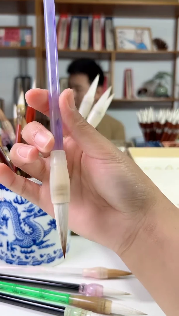 清**月亚克力紫色白斗兼毫出锋3.8