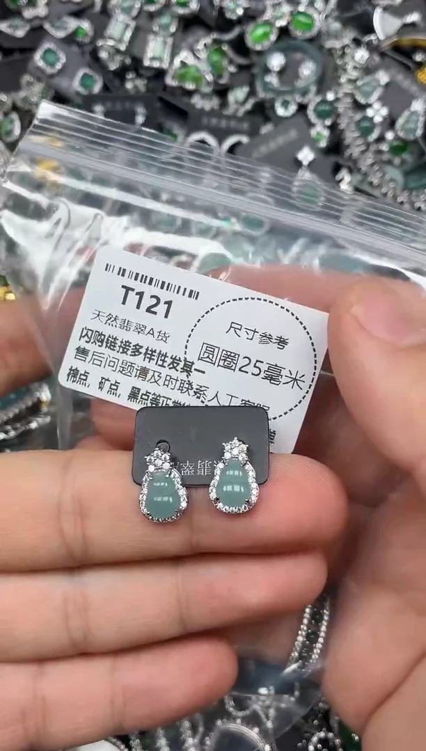 翡翠未镶嵌颈饰T121耳钉