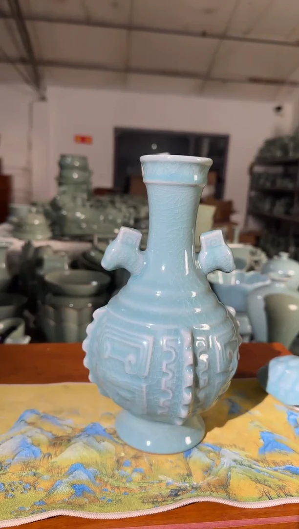 汝瓷平顶山汝瓷产品  双耳瓶