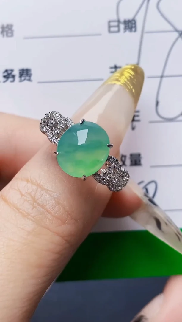 银S925镶嵌戒指翡翠5650