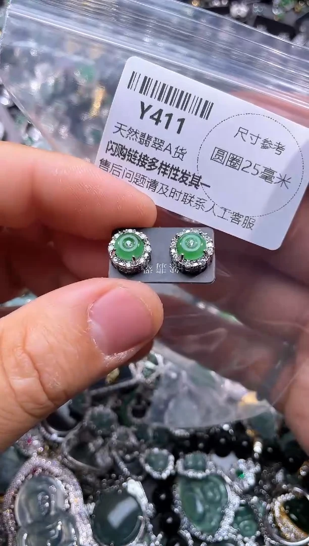 【闪购商品】翡翠颈饰未镶嵌Y411耳钉
