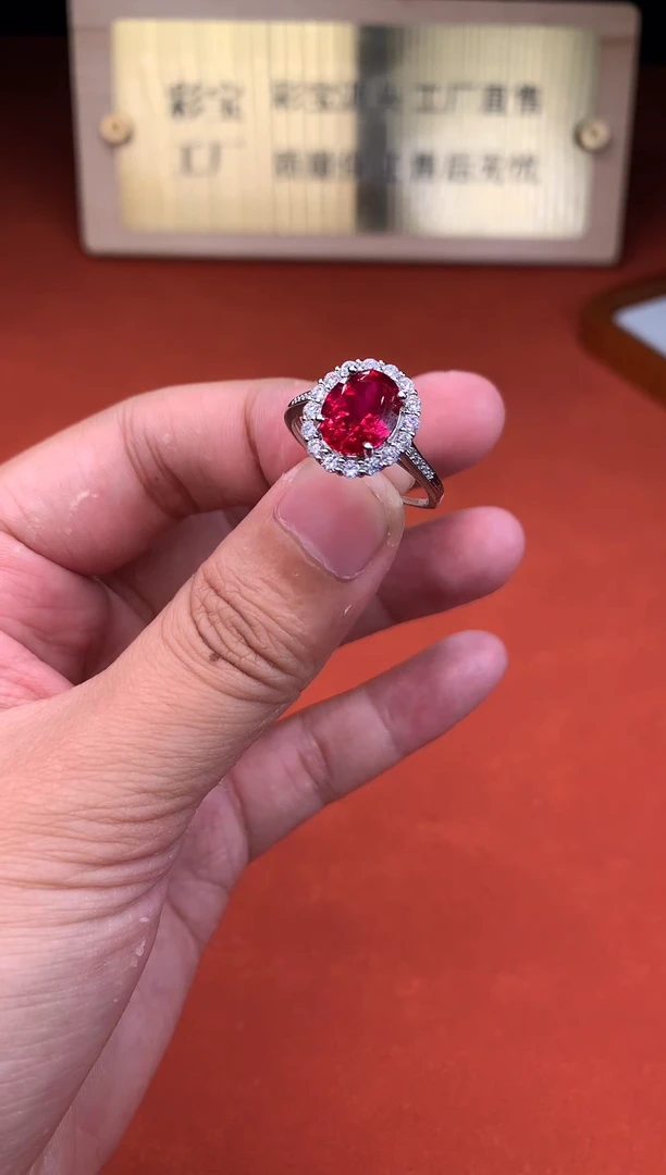 银S925镶嵌戒指红宝石2222