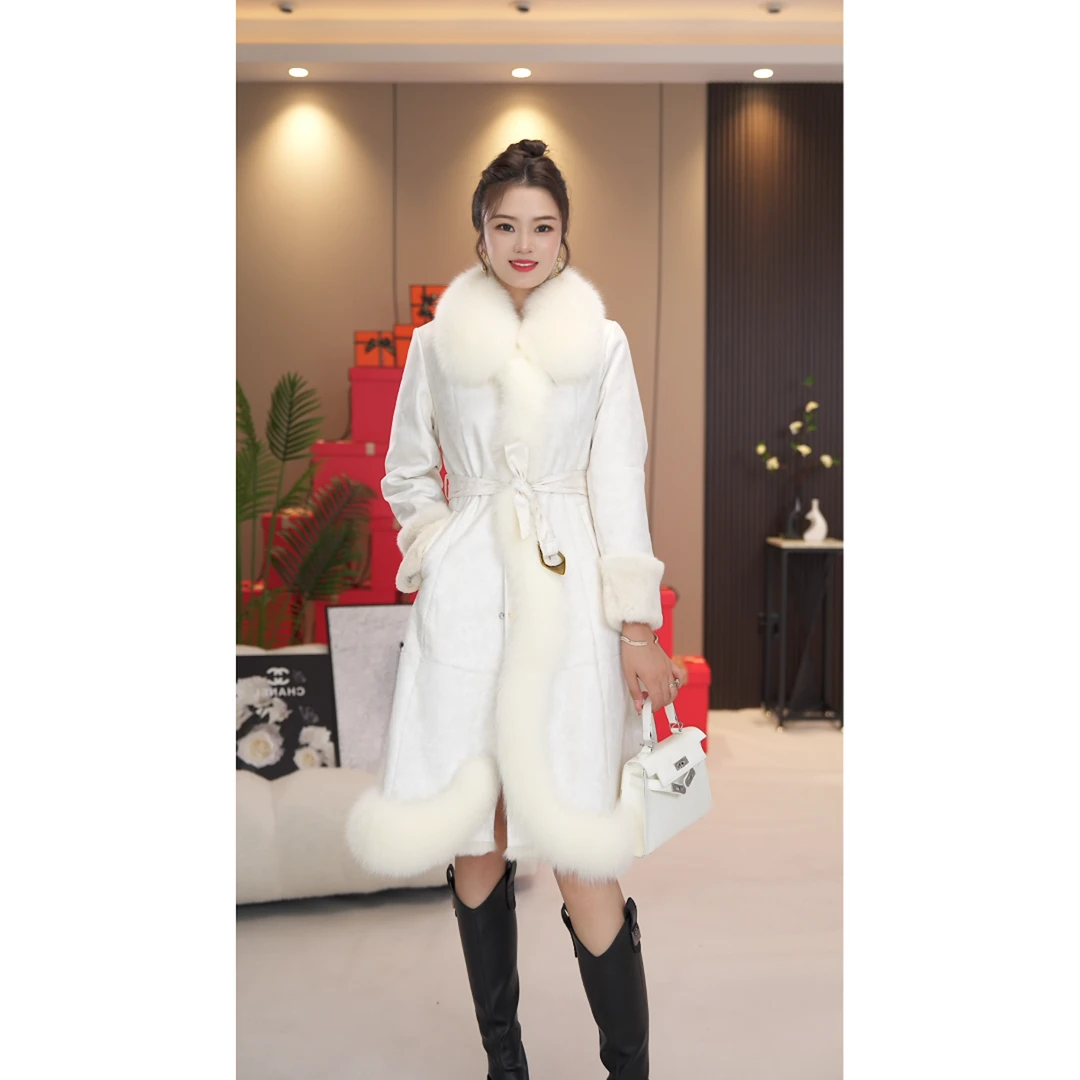 海宁新款冬季轻奢气质长款皮毛一体狐狸毛皮草PC2327