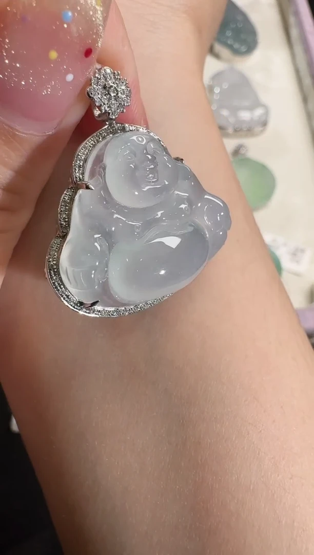 【闪购商品】翡翠吊坠(不含链)18K金镶嵌【源头工厂】钻石镶嵌