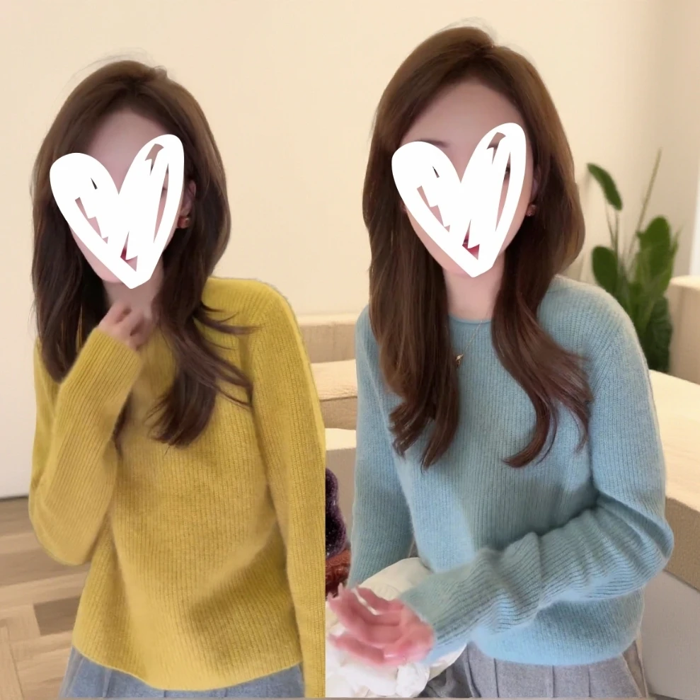 时尚显白毛针织衫毛衣洋气显瘦长袖毛针织长袖打底衫C6557