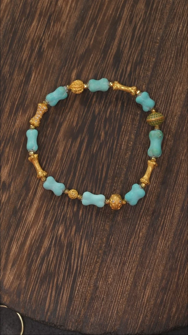 【闪购商品】绿松石手链18K金镶嵌1