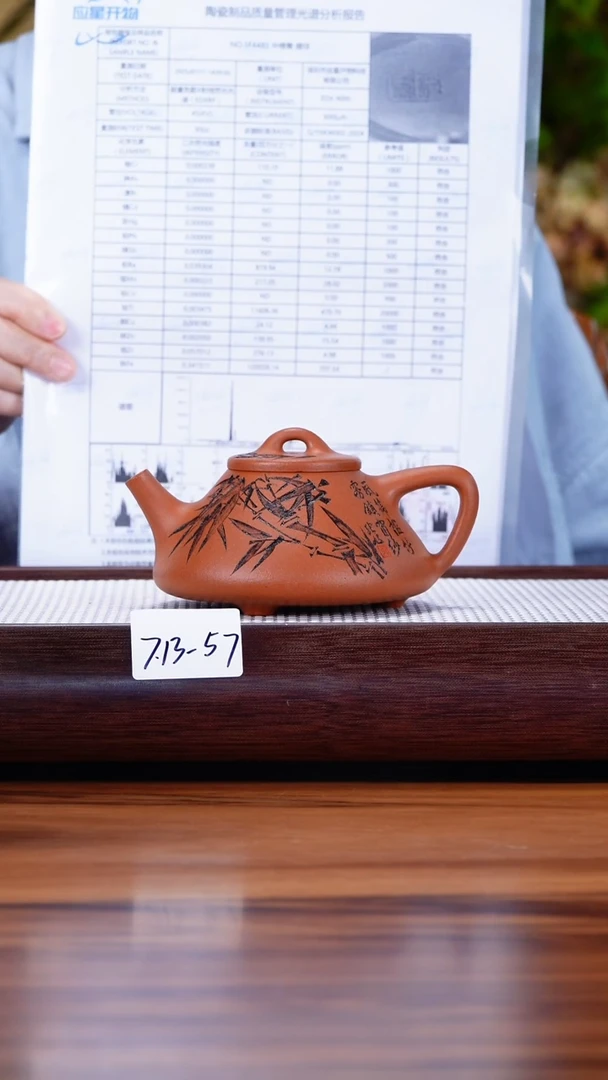 茶壶紫砂7.13-57大红泥 子冶石瓢240