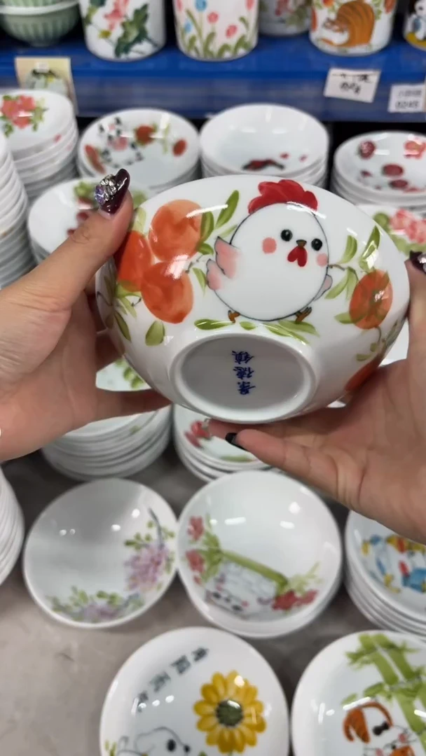 瓷片景德镇高温陶瓷食品级手绘釉中彩-小胖碗