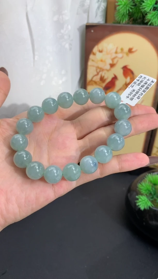 未镶嵌手串翡翠蓝晴色 卡11.7mm（有纹