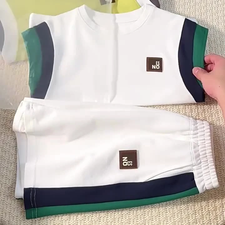 男童夏装套装2025新款撞色两件套夏季薄款儿童背心短裤中大童衣服