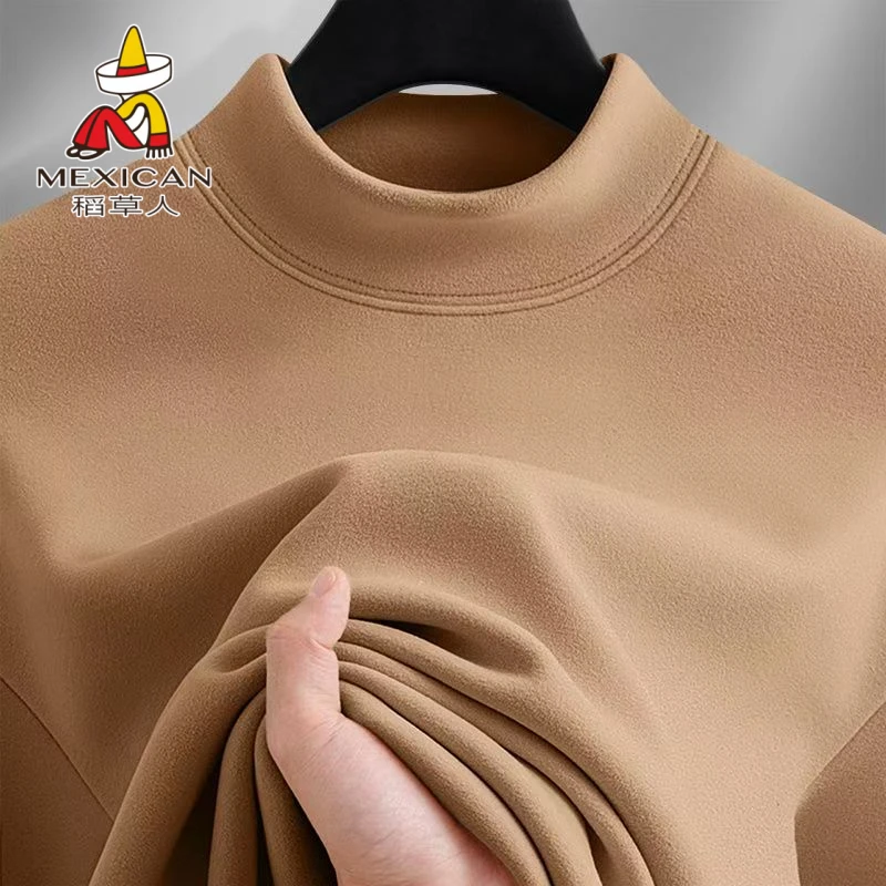 稻草人新款秋冬半高领高领厚款春秋长袖T恤百搭上衣男士打底衫