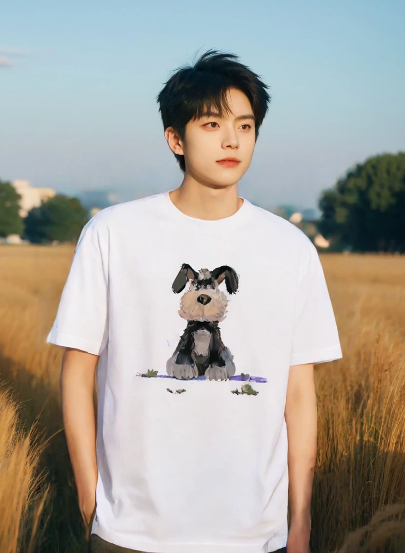 新款260克纯棉数码直喷美式复古时尚创意透气T恤男女同款宽松版