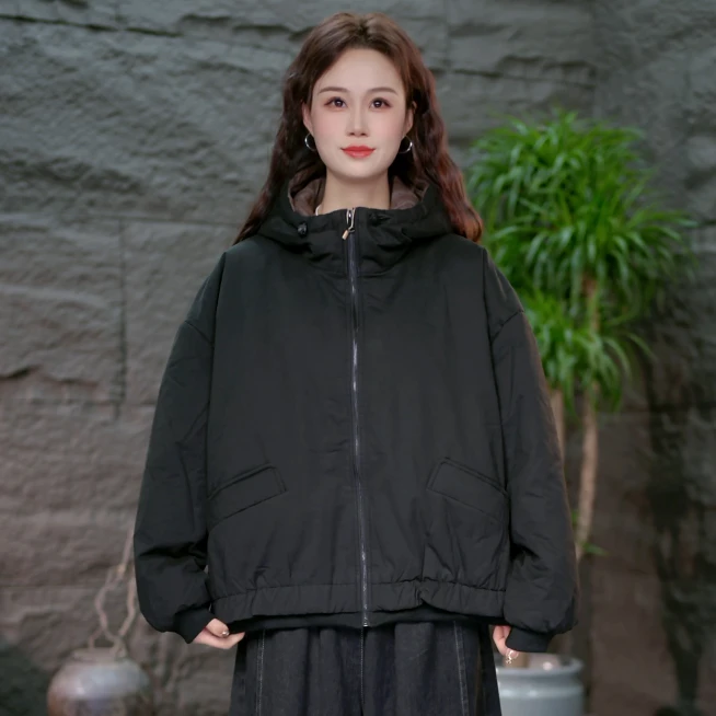 【假两件加厚棉服】冬款连帽棉衣外套百搭女装休闲棉袄保暖宽松上衣