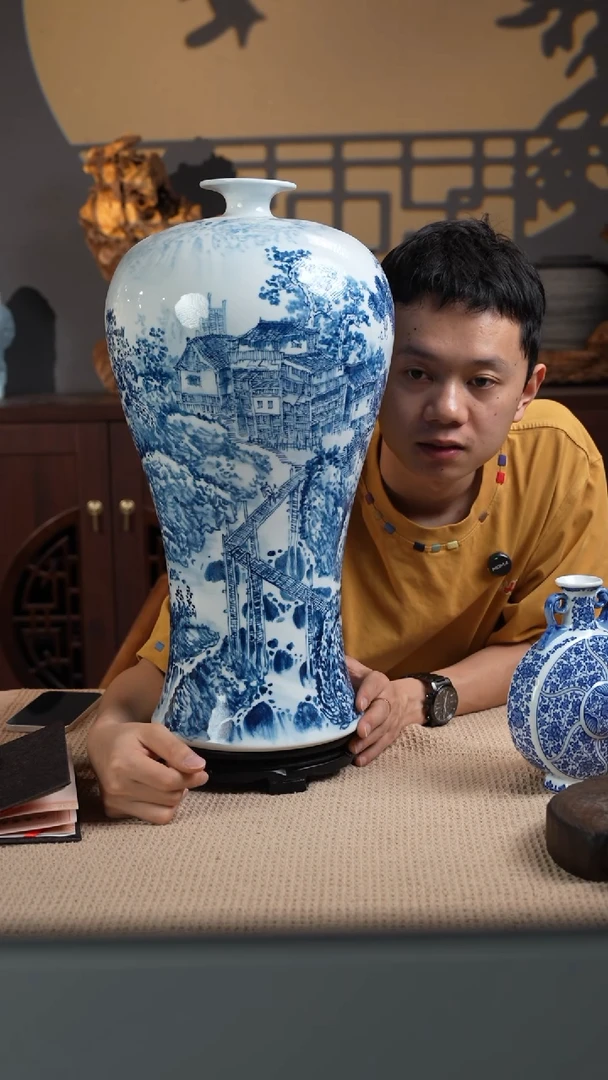 摆件WN问泥景德镇陶瓷花瓶摆件