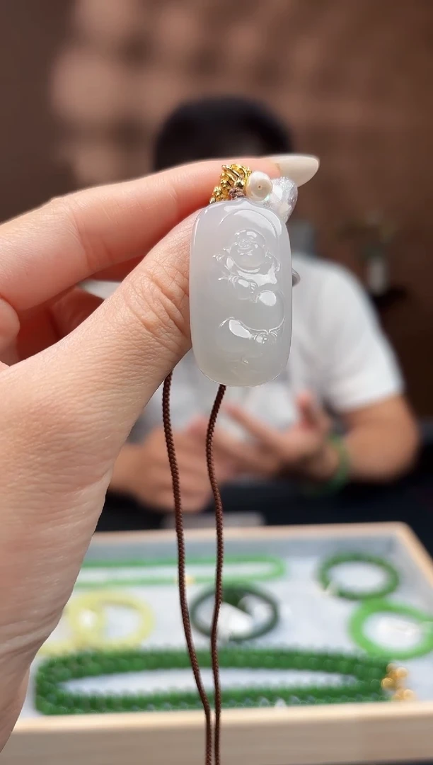 吊坠(赠链)未镶嵌和田玉白玉 弥勒佛