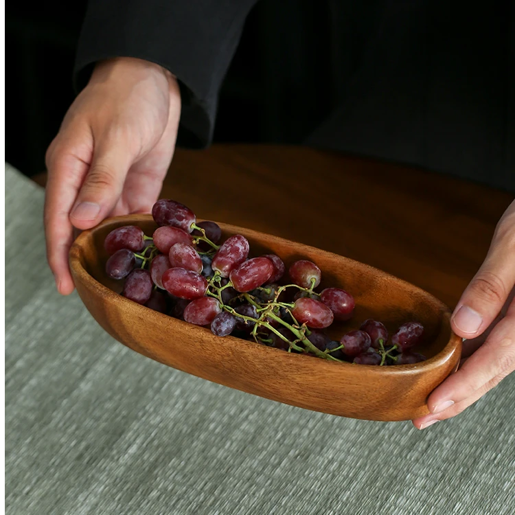 胡桃木船型碗点心盘木制创意家用