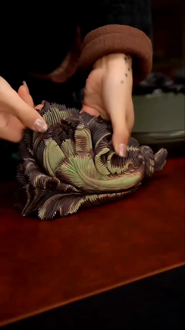 紫袍玉带石白菜摆件