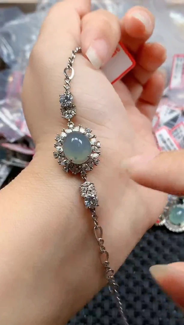 银S925镶嵌戒指翡翠天然A货缅甸翡翠