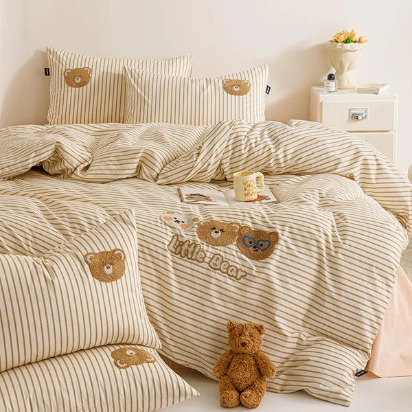 【晴美】全棉刺绣四件套-呆萌系列-熊熊之家