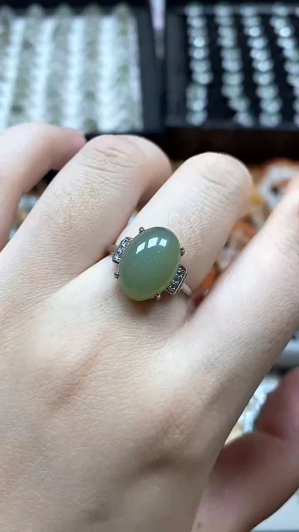 和田玉（青白玉）戒指合金多样性发货拍一发一