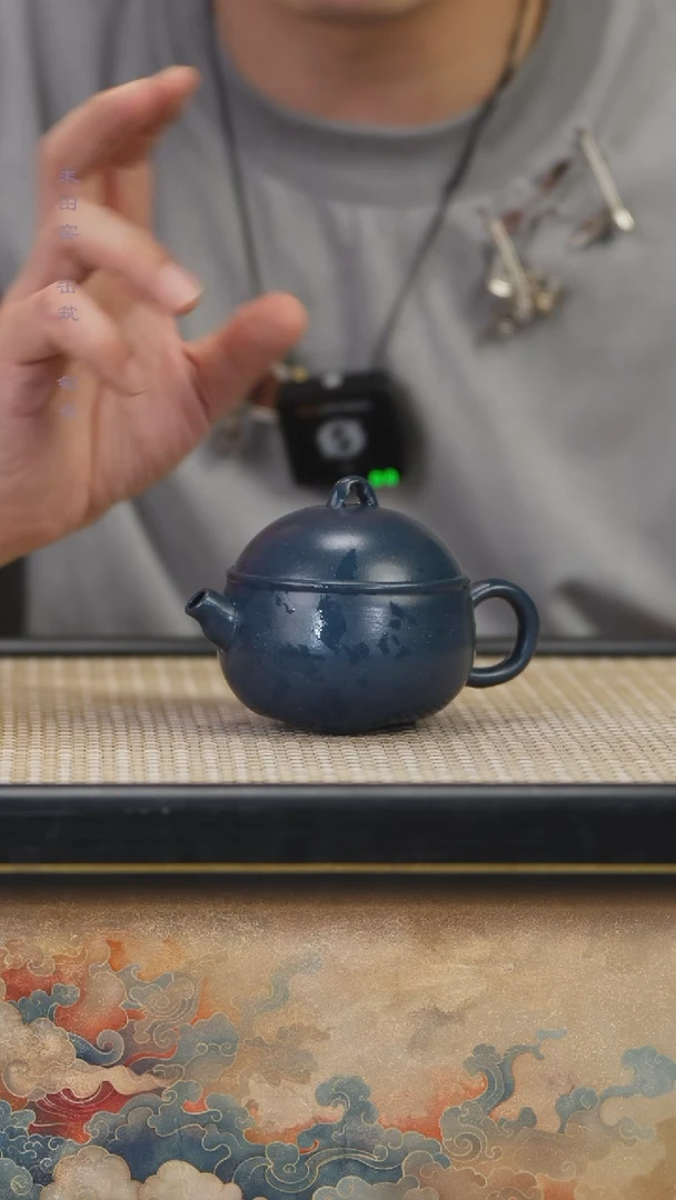 茶杯紫砂柴烧墨绿泥蓝胖子