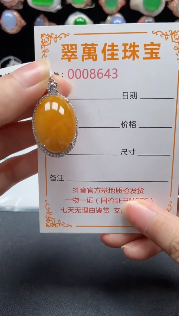 颈饰银S925镶嵌翡翠8643