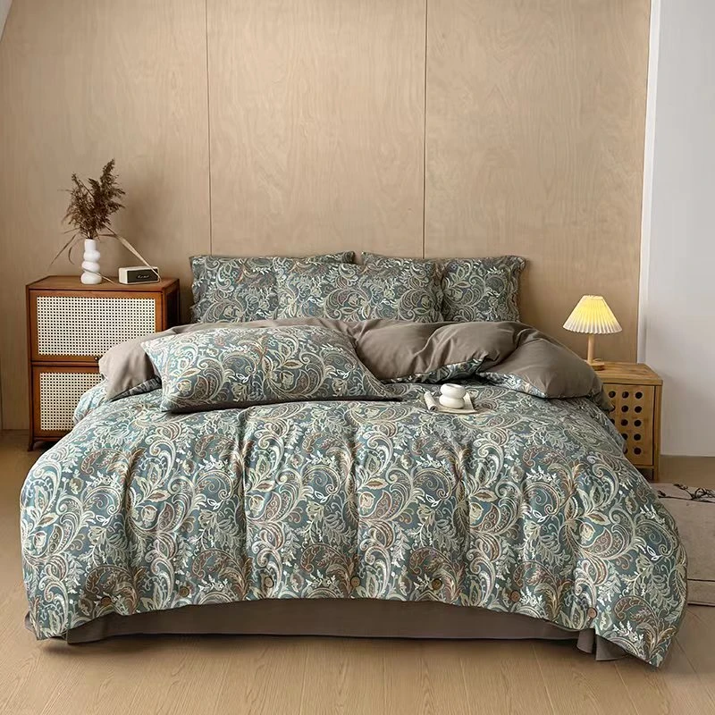 轻奢复古双层纱四件套--凤舞蓝