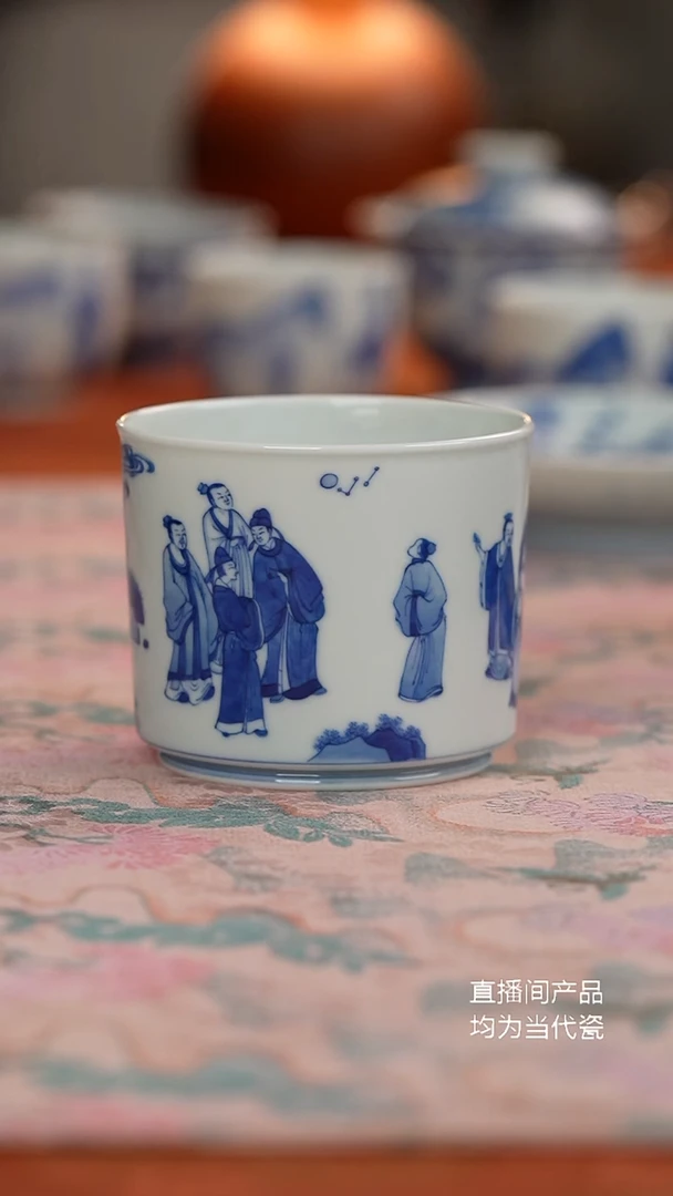 天心雅器慕古赏月雅集图大杯