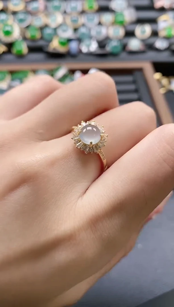 【闪购商品】翡翠戒指银S925镶嵌51511-15