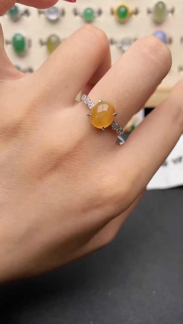 【闪购商品】翡翠戒指银S925镶嵌一物一证一礼盒